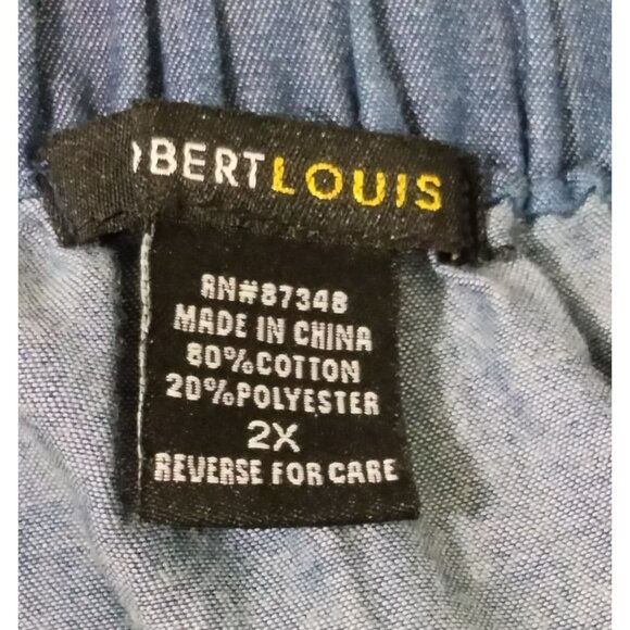 Robert Louis Womens Blue Chambray Button Front Skirt With Pockets Size 2X - Picture 7 of 7
